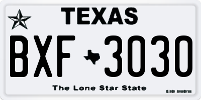 TX license plate BXF3030