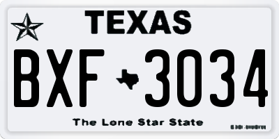 TX license plate BXF3034