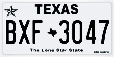 TX license plate BXF3047