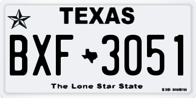 TX license plate BXF3051