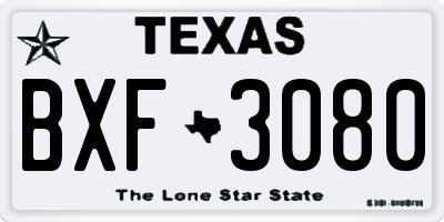 TX license plate BXF3080