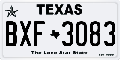 TX license plate BXF3083