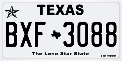 TX license plate BXF3088