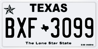 TX license plate BXF3099