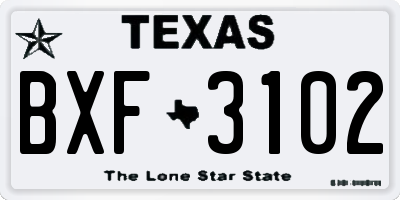 TX license plate BXF3102
