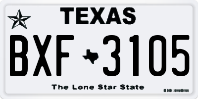TX license plate BXF3105