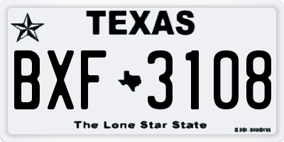 TX license plate BXF3108