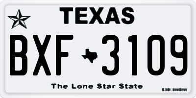 TX license plate BXF3109