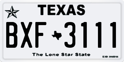 TX license plate BXF3111