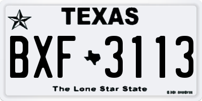 TX license plate BXF3113
