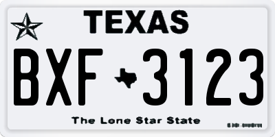 TX license plate BXF3123