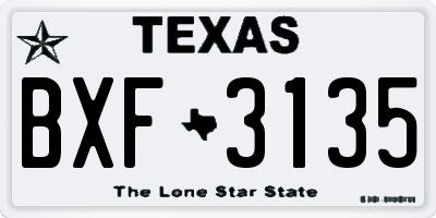 TX license plate BXF3135