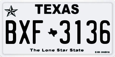 TX license plate BXF3136