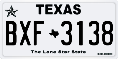 TX license plate BXF3138