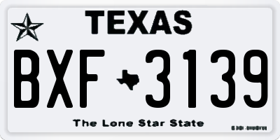 TX license plate BXF3139