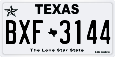 TX license plate BXF3144