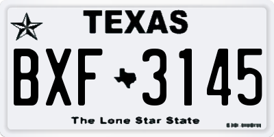 TX license plate BXF3145