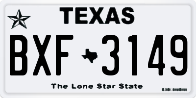 TX license plate BXF3149