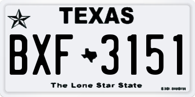 TX license plate BXF3151