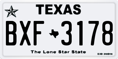 TX license plate BXF3178