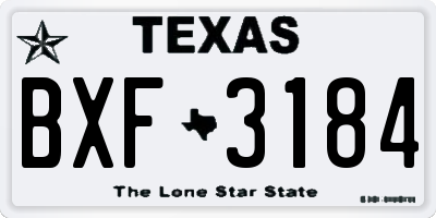 TX license plate BXF3184