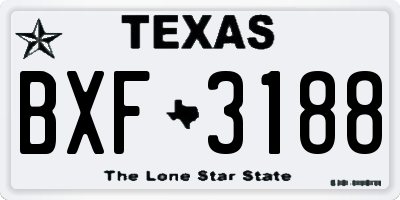 TX license plate BXF3188