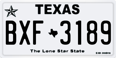 TX license plate BXF3189
