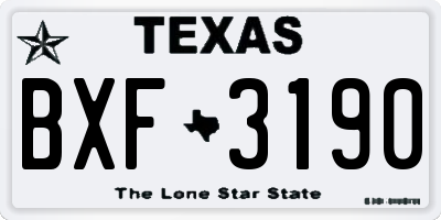 TX license plate BXF3190