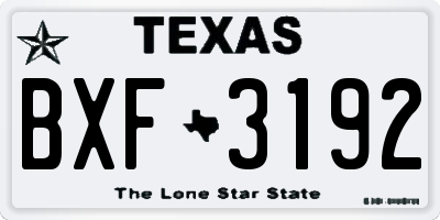 TX license plate BXF3192