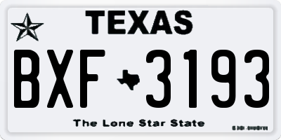 TX license plate BXF3193