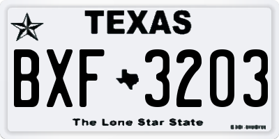 TX license plate BXF3203