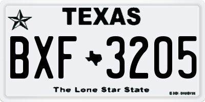 TX license plate BXF3205
