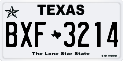 TX license plate BXF3214