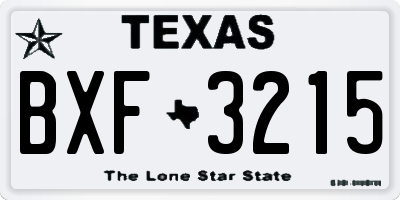 TX license plate BXF3215