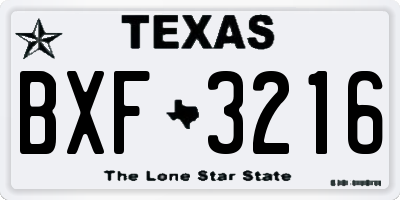 TX license plate BXF3216