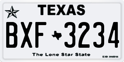 TX license plate BXF3234