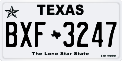 TX license plate BXF3247