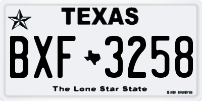 TX license plate BXF3258