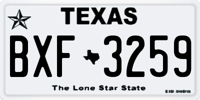 TX license plate BXF3259