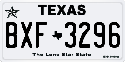 TX license plate BXF3296