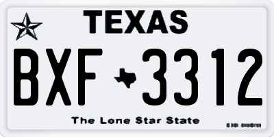 TX license plate BXF3312