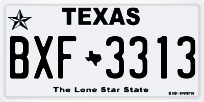 TX license plate BXF3313