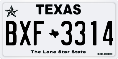 TX license plate BXF3314
