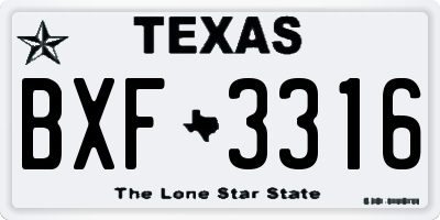 TX license plate BXF3316