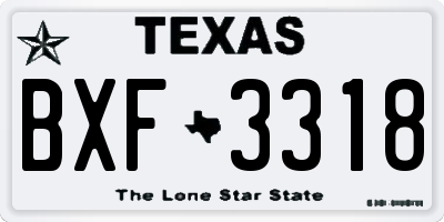 TX license plate BXF3318