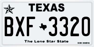 TX license plate BXF3320
