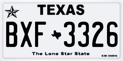 TX license plate BXF3326