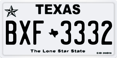 TX license plate BXF3332