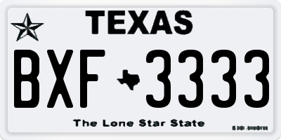 TX license plate BXF3333