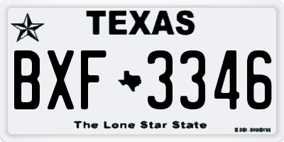 TX license plate BXF3346